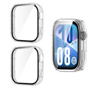 Yenwen Coque pour Huawei Watch Fit 4 Protection Écran, 2 Pièces PC Housse étui Protection, D'écran Verre Trempé, HD Clear Anti-Rayures Case - Transparent