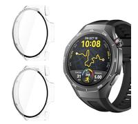 Yenwen Coque pour Huawei Watch GT 5 Pro 46mm Protection Écran, 2 Pièces PC Housse étui Protection, D'écran Verre Trempé, HD Clear Anti-Rayures Case pour Huawei Watch GT5 Pro 46MM - Transparent