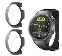 Yenwen Coque pour Huawei Watch GT 5 Pro 46mm Protection Écran, 2 Pièces PC Housse étui Protection, D'écran Verre Trempé, HD Clear Anti-Rayures Case pour Huawei Watch GT5 Pro 46MM - Noir