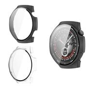 Yenwen Coque pour Huawei Watch GT 5 Pro 46mm Protection Écran, 2 Pièces PC Housse étui Protection, D'écran Verre Trempé, HD Clear Anti-Rayures Case pour Huawei Watch GT5 Pro 46MM - Transparent + Noir