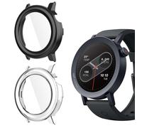 Yenwen Coque pour Nothing CMF Watch Pro 2 Protection Écran, 2 Pièces PC Case Verre Trempé Écran pour Nothing CMF Watch Pro 2, HD Clear Anti-Rayures- Transparent + Noir