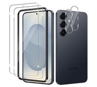 Yenwen Lot de 2 films de protection d'écran pour Samsung Galaxy S26 5G en verre trempé avec 2 protections d'appareil photo pour Samsung Galaxy S 26, dureté 9H avec cadre