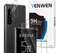 Yenwen Verre Trempé Compatible avec Sony Xperia 5 IV 5G, Contenir 2 Pièces Film Protection écran et 2 Pièces Caméra Arrière Protecteur, Anti Rayures - Sans Bulles -Dureté 9H Glass