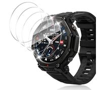 Yenwen Verre Trempé pour Amazfit T-Rex 3 Pro Protection Écran, 4 Pièces Films de Anti-Bulles HD Ultra-Clair, Anti-Rayures 9H Dureté Protecteur D'écran