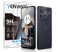 Yenwen Verre Trempé pour Motorola Moto G56 5G Protection Ecran, 2 Pièces Protection écran Film et 2 Pièces Caméra Arrière Protecteur, Anti Rayures, Dureté 9H Glass, Sans Bulles