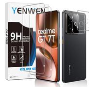Yenwen Verre Trempé pour Realme GT 7T Protection Ecran, 2 Pièces Protection écran Film et 2 Pièces Caméra Arrière Protecteur pour Realme GT 7 T, Anti Rayures, Dureté 9H Glass, Sans Bulles