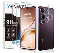 Yenwen Verre Trempé pour VIVO V50 Lite 4G / 5G Protection Ecran, 2 Pièces Protection écran Film et 2 Pièces Caméra Arrière Protecteur, Anti Rayures, Dureté 9H Glass, Sans Bulles