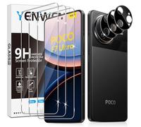 Yenwen Verre Trempé pour Xiaomi Mi POCO F7 Ultra 5G, 3 Pièces Protection écran Film et 3 Pièces Caméra Arrière Protecteur, Anti Rayures, Dureté 9H Glass, Sans Bulles