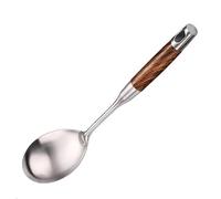 YENXIKU Grandes cuillères de service pour buffet - Cuillères en acier inoxydable avec poignée en bois - Grandes cuillères de cuisine pour mélanger, servir, pâtisserie - Cuillères de cuisine en métal