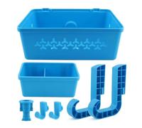 Yeobezn Panier de rangement au bord de la piscine avec porte-gobelet | Compatible avec les serviettes, boissons, jouets de piscine, organiseur suspendu compatible avec les piscines à cadre gris