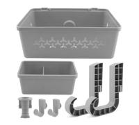 Yeobezn Panier de rangement au bord de la piscine avec porte-gobelet | Compatible avec les serviettes, boissons, jouets de piscine, organiseur à suspendre compatible avec les piscines à cadre gris
