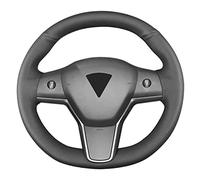 Yeolpise Housse de Volant Cousue à la Main, pour Tesla Model 3 2017-2023/Model Y 2020-2023, Housse de Volant antidérapante et Respirante en Cuir Microfibre pour intérieur de Voiture