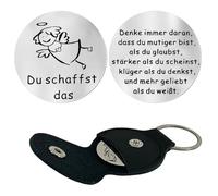 Yeomju Cadeau ange gardien - En acier inoxydable - Porte-bonheur - Avec mots encourageants - Cadeau pour le courage, la gratitude et le soutien