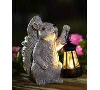 Yeomoo Figurine d'écureuil avec lampes solaires - Décoration de jardin pour l'extérieur - Écureuil - Figurines de jardin décoratives avec guirlande lumineuse solaire LED - Cadeau pour