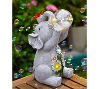 Yeomoo Figurines d'éléphant avec bulles solaires - Décoration pour l'extérieur - Figurine d'éléphant avec papillons - Décoration de jardin amusante - Cadeau pour femme, maman, homme, anniversaire