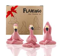 Yeomoo Flamant Rose Yoga Statue Zen Décoration Jardin 6cm Set 3