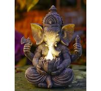 Yeomoo Statue de Ganesh avec lampes solaires pour décoration de salon, bureau, accessoires : Statue de Ganesh Zen Garden, Bouddha, cadeaux pour hommes, femmes, maman, résistante aux intempéries