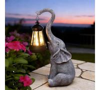Yeomoo Statue Éléphant avec Lampe Solaire Décoration Jardin Extérieur Gris | Statue de éléphant en résine étanche avec lumière solaire, Décoration jardin balcon salon, Cadeau pour femme homme maman