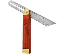 Yeonado Fausse équerre en Acier Inoxydable avec Manche en Bois Rouge 230 mm,Jauge de biseau carré Idéal pour Menuisier, Charpentier et Travail du Bois