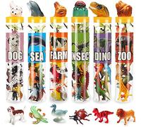 YeoNational&Toys 82 Pièces - Figurines d'Animaux, Mini Dinosaures, Insectes, Créatures Océaniques, de la Jungle et de la Ferme - Ensemble de Zoo en Plastique Réaliste