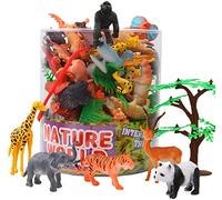 YeoNational&Toys Ensemble de jouets de mini animaux 54 pièces, animaux de la jungle, petite ferme de forêt pour enfants, favoris de fête pour garçons