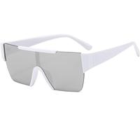 Yeooa Hommes Femmes Mode Carré Plat Top Lunettes De Soleil Carré Surdimensionné Lunettes De Soleil Designer Grand Sans Monture Trendy Surdimensionné Lunettes De Soleil Carrées (Blanc,Une taille)