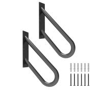 YEOOE Lot de 2 rampes pour marches extérieures - Rampes pour 1 à 2 marches - Main courante en forme de U avec finition noire mate - Rampes d'escalier pour garage, porche, cour et jardin (45,7 cm de