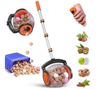 YEOOIYCW Collecteur de noix, extensible 66 à 56 cm, avec grand panier de récolte, pour noix, pommes, glands et fruits tombés, rouleau à noix, cueille-boules, collecteur de pommes (A)