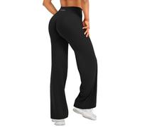 YEOREO Legging droit invisible pour femme, taille haute, sans couture avant, jambe large, opaque, élastique, évasé, doux, sans couture, pantalon de sport