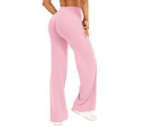 YEOREO Legging droit invisible pour femme, taille haute, sans couture avant, jambe large, opaque, élastique, évasé, doux, sans couture, pantalon de sport