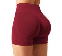 YEOREO SoftHue - Short de sport pour femme - Invisible - Scrunch Butt Lifting - Gym - Workout - 11,9 cm - Sans couture - Court - Push Up - Short de motard, Rouge écarlate, S