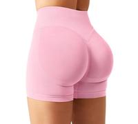 YEOREO SoftHue - Short de sport pour femme - Invisible - Scrunch Butt Lifting - Gym - Workout - 11,9 cm - Sans couture - Court - Push Up - Short de motard, Rose, S