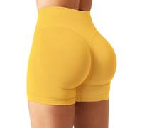 YEOREO SoftHue Short de sport pour femme - Invisible - Scrunch Butt - Lifting - Short de gym - Entraînement - 11.4 cm - Seamless - Legging court - Femme - Push Up - Booty - Short de biker, jaune, L