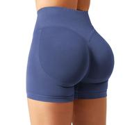 YEOREO SoftHue Short de sport pour femme - Invisible - Scrunch Butt - Lifting - Short de gym - Entraînement - 11.4 cm - Seamless - Legging court - Femme - Push Up - Booty - Short de biker, gris/bleu