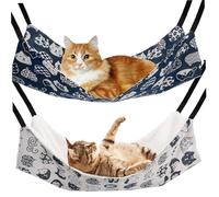Yeory 2pcs Cat Hamac, Hamac à Motif de Chat pour la Cage, lit Suspendu Doux avec des Sangles réglables et des Accessoires de Crochets en métal pour Un Petit Chien Lapin, Un lit Suspendu