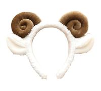 Yeory Bandeaux d'animaux, bandeau de chèvres en peluche, bande de cheveux aux oreilles d'animaux non glissantes, costume chèvre élastique pour le cosplay la Saint-Valentin, oreilles