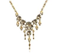 Yeory Collier de crâne, collier de pirate en or antique, bijoux crâne à gland à plusieurs niveaux, bijoux pirate mode pour femmes costume cosplay, pour femmes