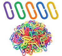 Yeory Liens de chaîne en Plastique, 200pcs Arc-en-Ciel DIY C-Clips Chaines Crochets, Clips de Cage à Oiseaux colorés, Swing d'escalade Toys pour Oiseau