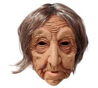 Yeory Masque de Vieille Dame réaliste Masque de Vieille Femme Halloween avec des Cheveux Courts Accessoires effrayants pour la fête costumée d'halloween