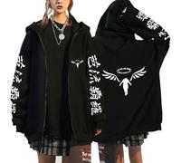 YEOSEA Tokyo Revengers Manjiro Sano Kapuzenjacke - Schwarz Weiß Karo Plüsch Cosplay Jacke Für Anime Conventions (BW346,TG)