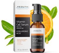 YEOUTH Serum Vitamine C et E avec Acide Hyaluronique, Hydratant Vitamine C Serum Visage, Skin Care Cible Apparence des Taches Ternes 30ml