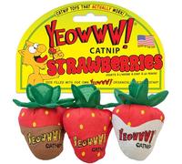 Yeowww! Jouet pour Chat Fraises - 100% Bio rempli d'herbe à Chat, Coton Durable, sans Remplissage, Teinture Naturelle, Longue durée, Herbe à Chat cultivée aux États-Unis, Jouet Amusant à mâcher et à