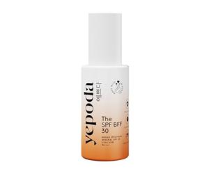 Yepoda The SPF BFF, Écran solaire minéral teinté à large spectre SPF 30 P protecteur et nourrissant, écran solaire coréen vegan pour tous les types de peau, 50 ml