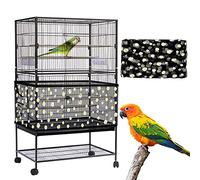 Yepper Grande housse de cage à oiseaux, filet réglable en maille de nylon souple avec motif marguerites, protection contre les graines pour perroquet, perruche, ara, cage ronde et carrée (noir)