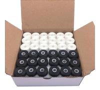 YEQIN Lot de 144 bobines de fil pré-enroulé, taille L (SA155), fil polyester 75D/2, compatible avec Babylock, Barudan, Bernina, Brother, Consew, Singer, Tajima et plus encore, L sans côté - Blanc +