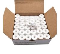 YEQIN Lot de 144 bobines de fil pré-enroulé, taille L (SA155), fil polyester 75D/2, compatible avec Babylock, Barudan, Bernina, Brother, Consew, Singer, Tajima et plus encore, L sans côté, blanc