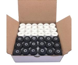YEQIN Lot de 144 bobines de fil pré-enroulé, taille L (SA155), fil polyester 75D/2, compatible avec Babylock, Barudan, Bernina, Brother, Consew, Singer, Tajima et plus encore, L sans côté - Blanc +
