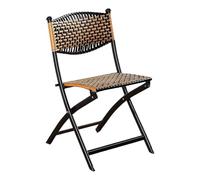 YEQING Chaise Pliante en Rotin avec Dossier, Chaise de Salle À Manger, Chaises Pliantes pour Terrasse, Jardin, Balcon, Piscine, Aucun Assemblage Requis(Black,Large)