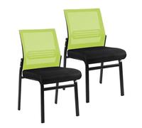 YEQING Lot de 2 Chaises de Bureau, Empilables en Maille pour Gagner de La Place pour Les Bureaux, Les Salles de Conférence(Green)