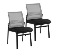 YEQING Lot de 2 Chaises de Bureau, Empilables en Maille pour Gagner de La Place pour Les Bureaux, Les Salles de Conférence(Gray)